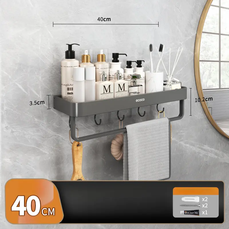 Removable wall-mounted shelf (40cm) - fully equipped