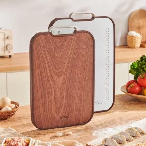 Double-Sided ebony&stainless steel cutting board-L